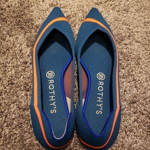 Rothys teal neon stripe points